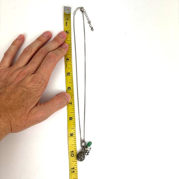 Pendant Charm Necklace Silver gem sparkle 19" chain NO markings - Picture 5 of 5